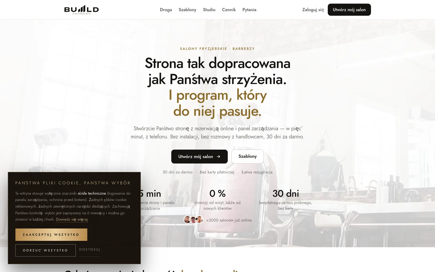 Strona „Utwórz mój salon” na buiiild.com.