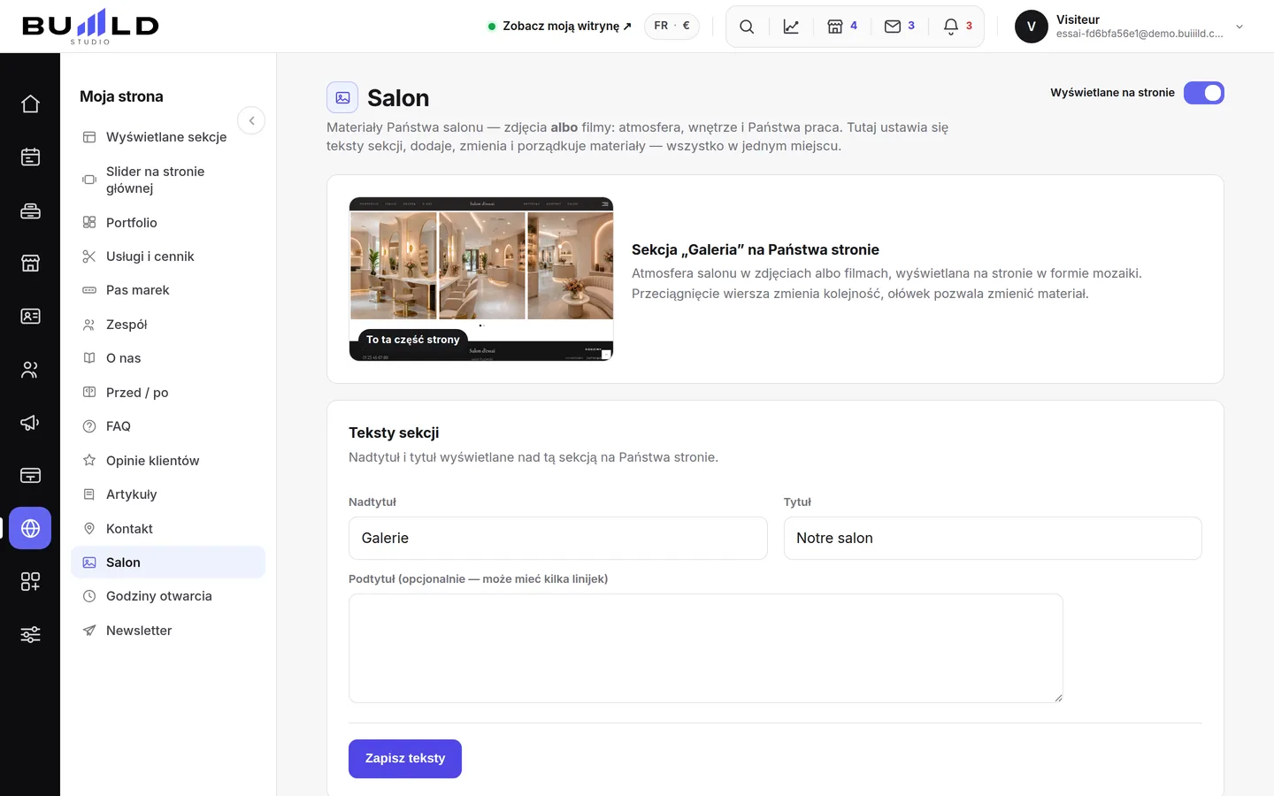 Strona internetowa salonu | Buiiild.com