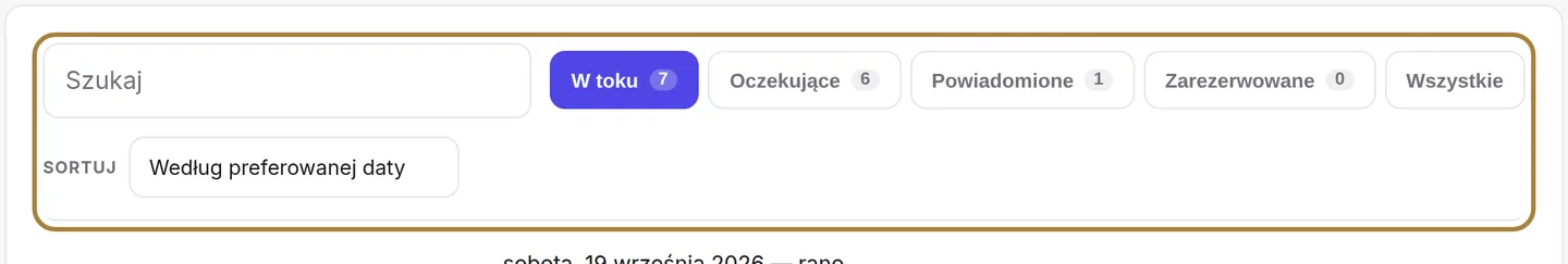 Wyszukiwanie, filtrowanie, sortowanie.