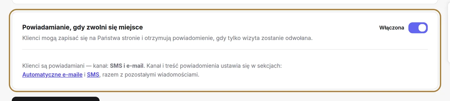 Włączenie, wyłączenie i wybór kanału alertów.