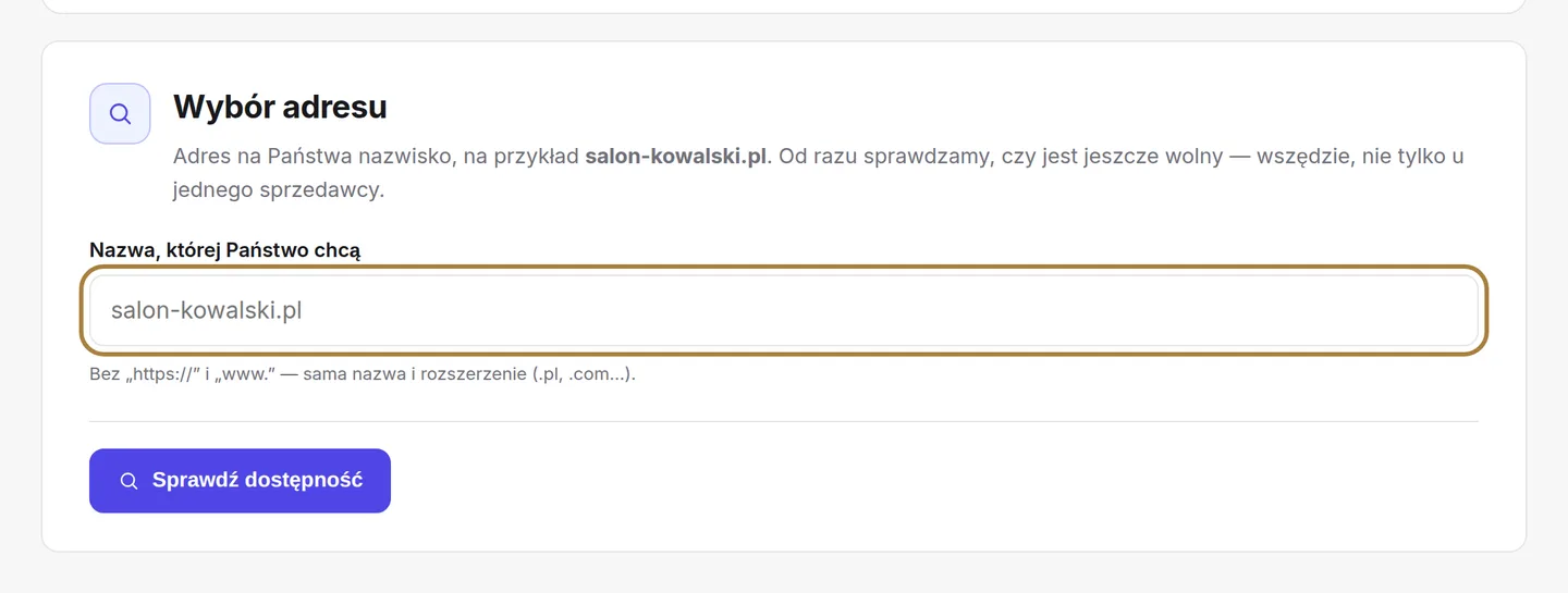 Wybór nazwy.