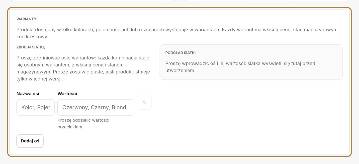 Rozmiary i kolory, od razu.