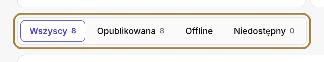 Online, offline, brak towaru: każdy widok ma swój licznik.