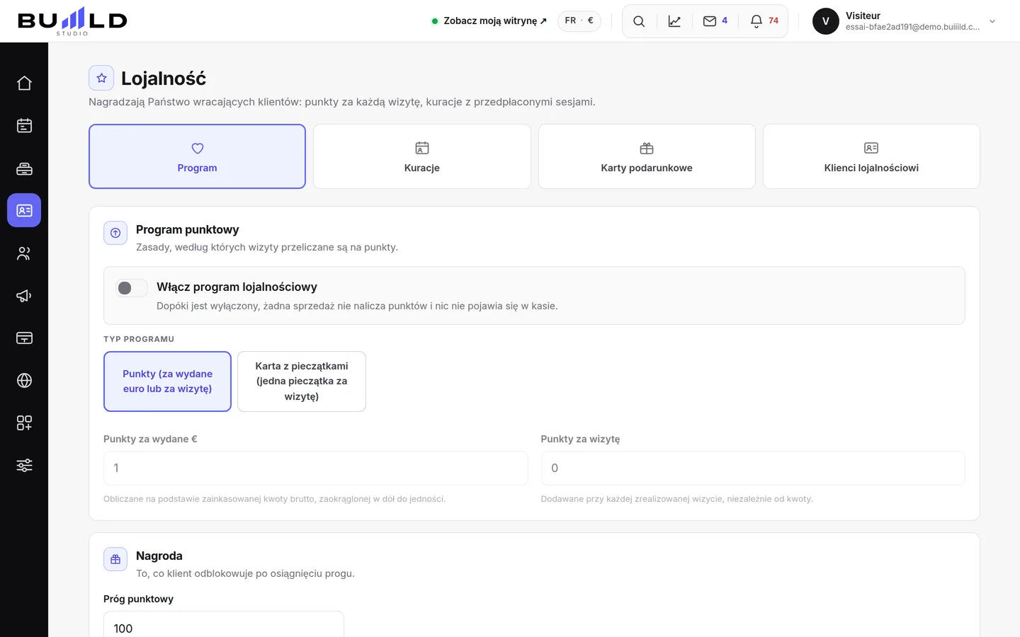 Program lojalnościowy i jego cztery zakładki.