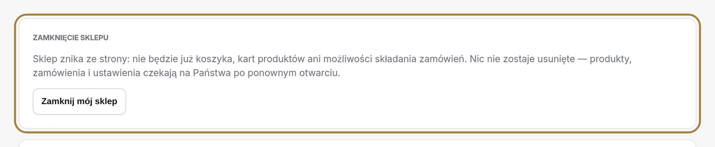 Zamknięcie sklepu.