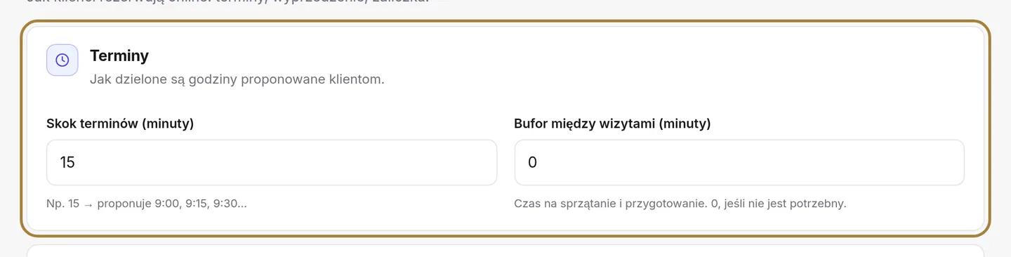 Terminy: odstęp i przerwa techniczna.