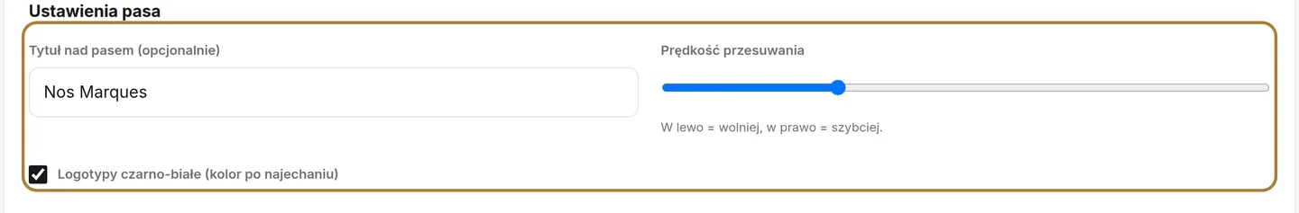 Pasek marek: tytuł, prędkość, czarno-biały.