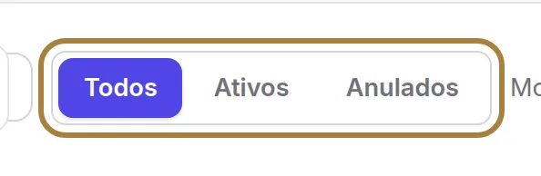 Todos, ativos, cancelados.