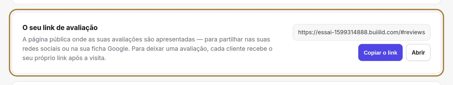 A sua ligação de avaliação, pronta a copiar.