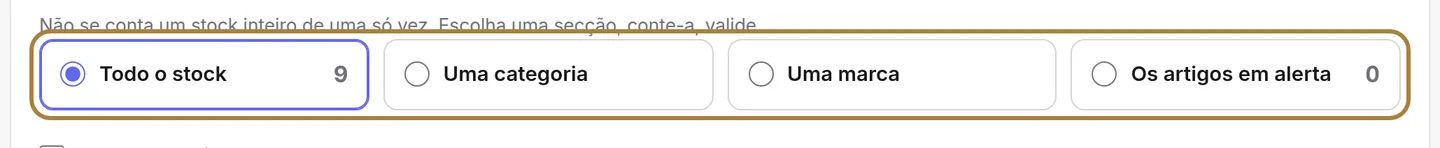 Escolher o que conta: tudo, uma categoria, uma marca, ou apenas o alerta.