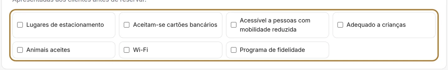 As suas comodidades: assinale apenas o que tem mesmo.