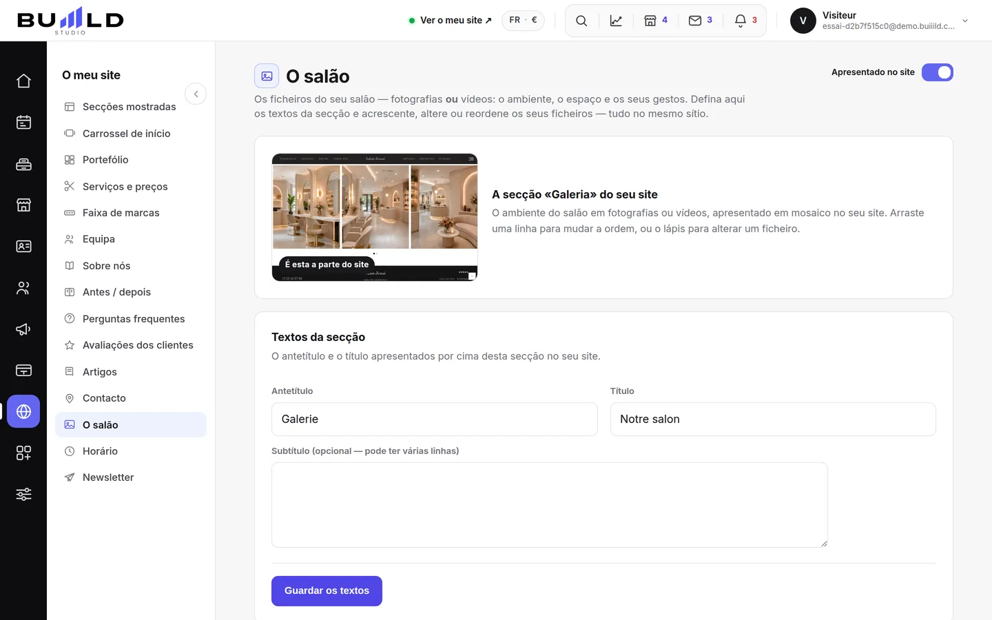 Site do salão | Buiiild.com