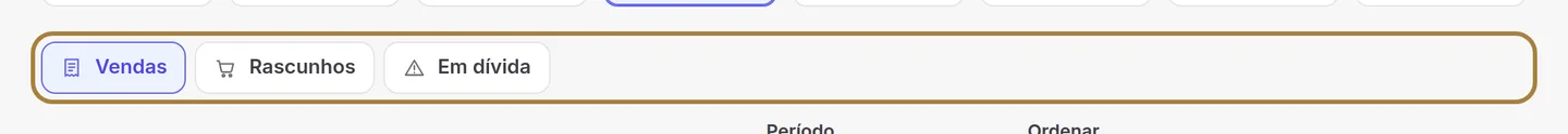 Vendas, rascunhos, por pagar.
