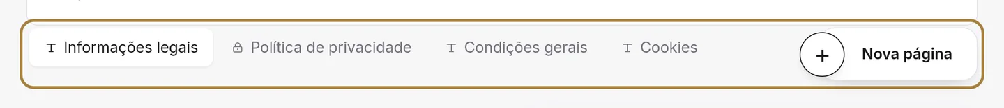 Um separador por documento, e o + para adicionar um.