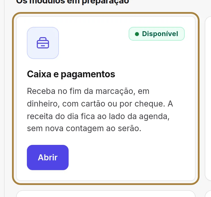 Um cartão, um módulo: o que faz, e o seu estado.