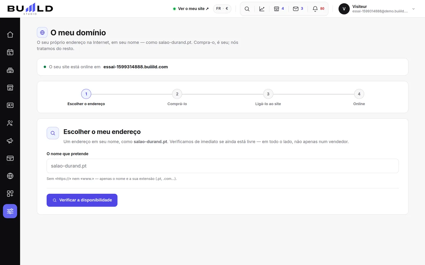 O seu próprio endereço de internet.