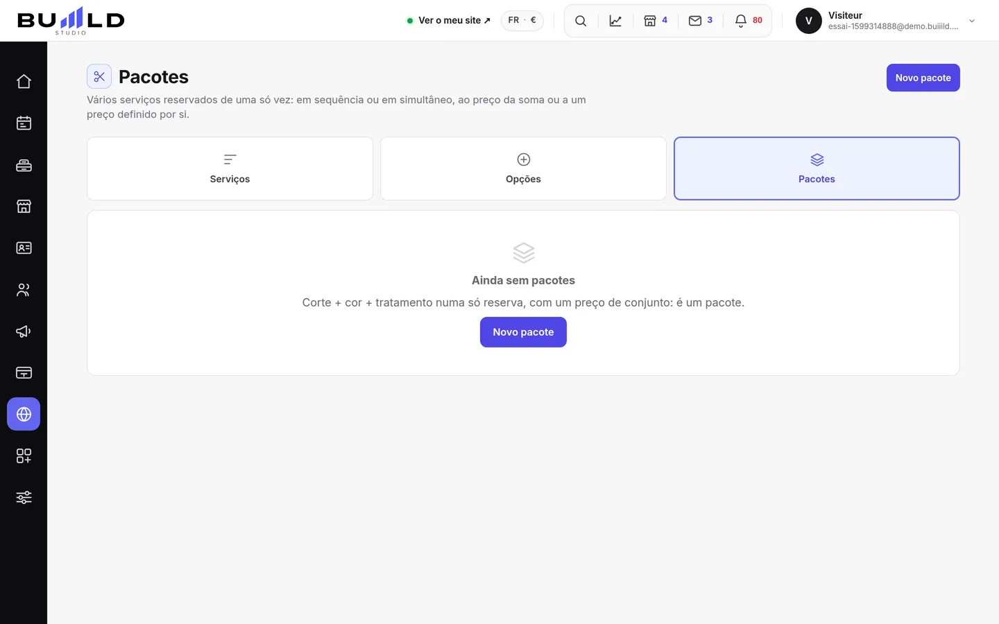 Os seus pacotes.