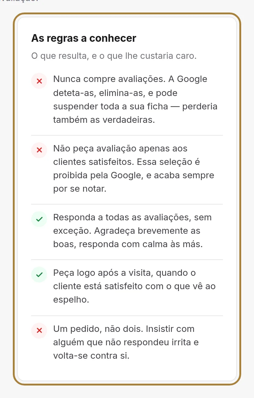 As regras a não ultrapassar.