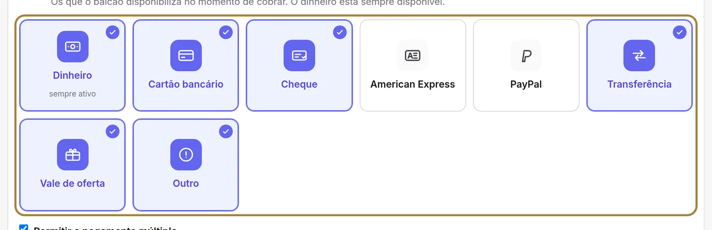 Os meios que aceita.