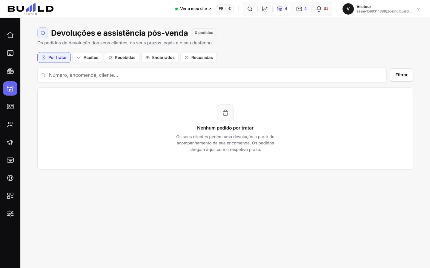 As devoluções dos seus clientes.