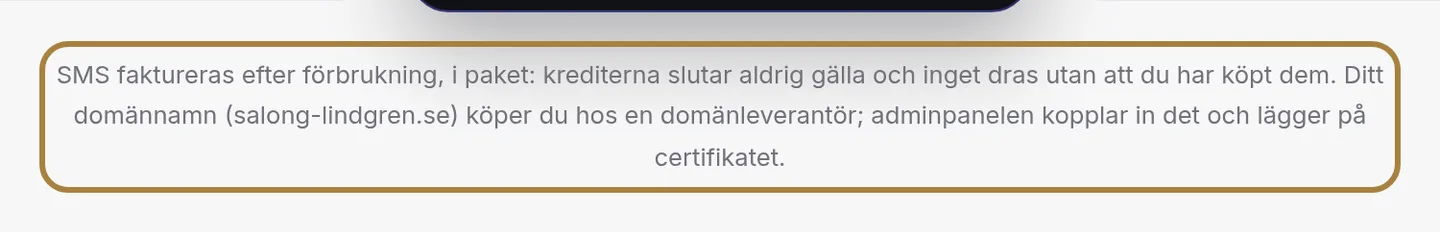 Vad som inte ingår.