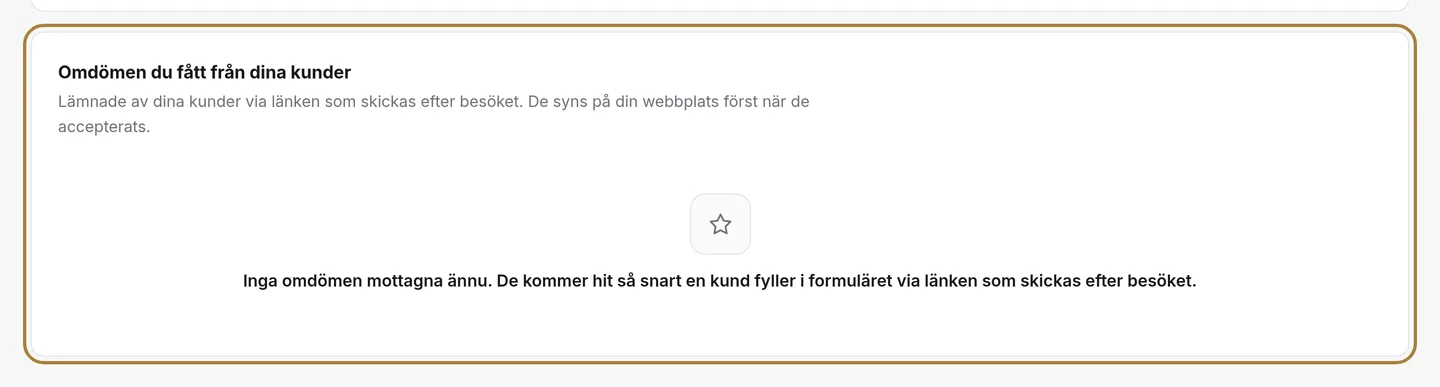 Omdömen mottagna från dina kunder: acceptera, ändra, svara, ta bort.
