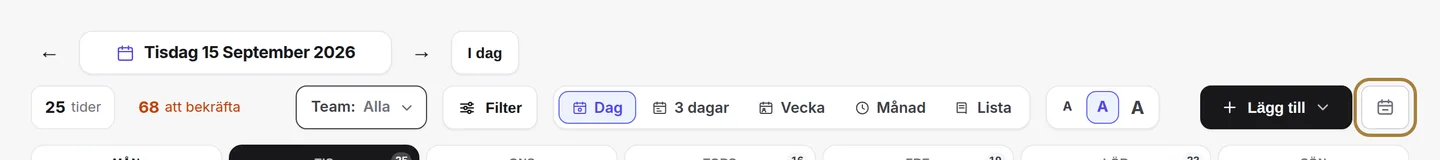 Knappen ”Blockera en tid”, bredvid Lägg till.