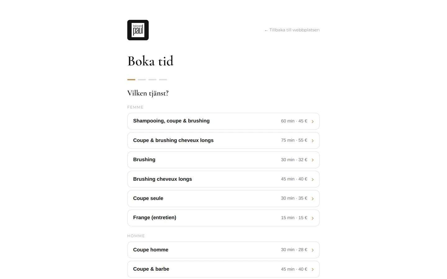 Samma sida på telefon — det är där de flesta av dina kunder bokar.