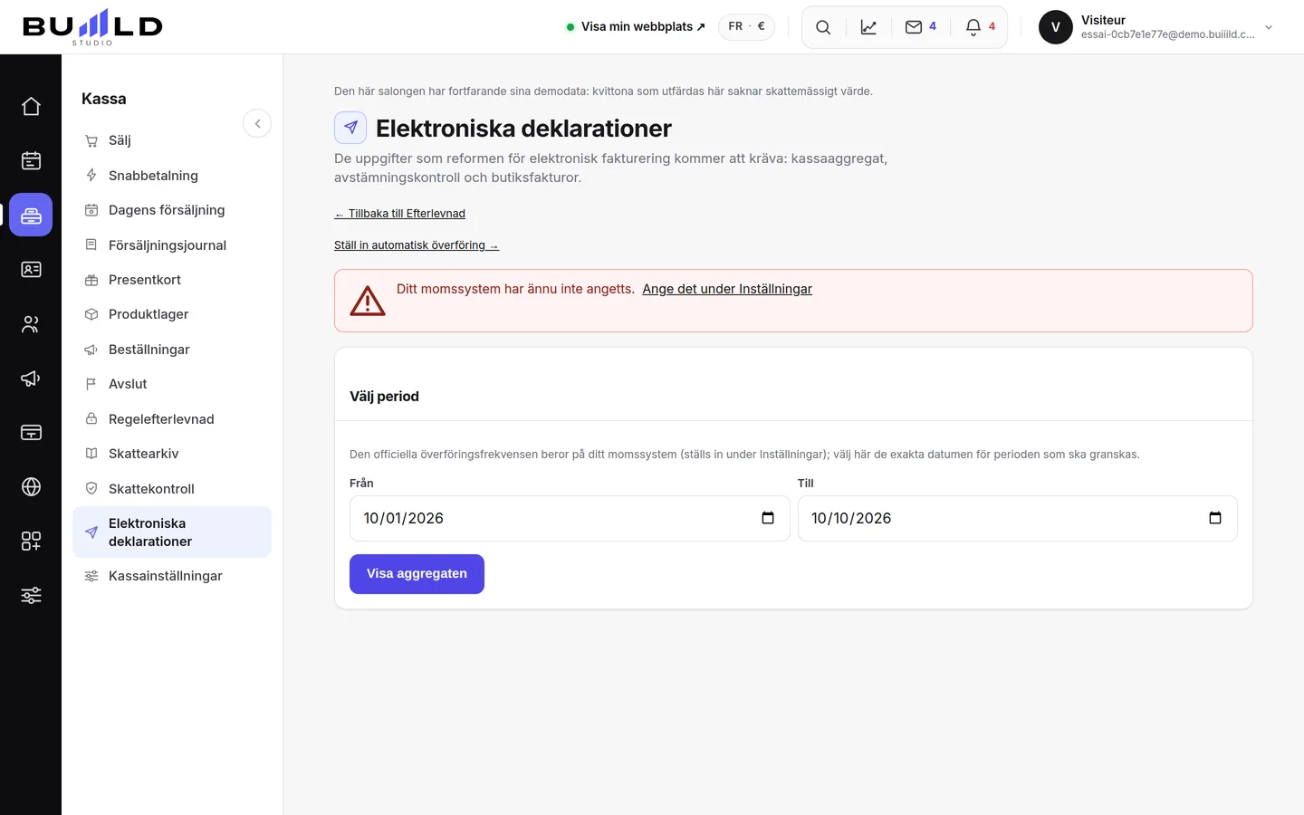 Skärmen för elektroniska deklarationer. | Buiiild.com