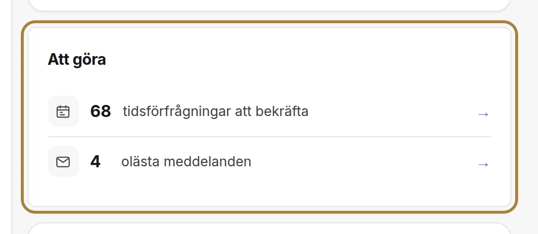 Kortet ”Att göra”, när något väntar.