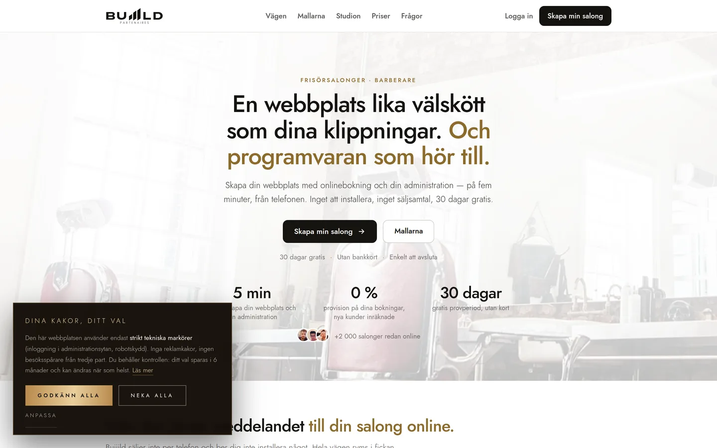 Sidan ”Skapa min salong” på buiiild.com.