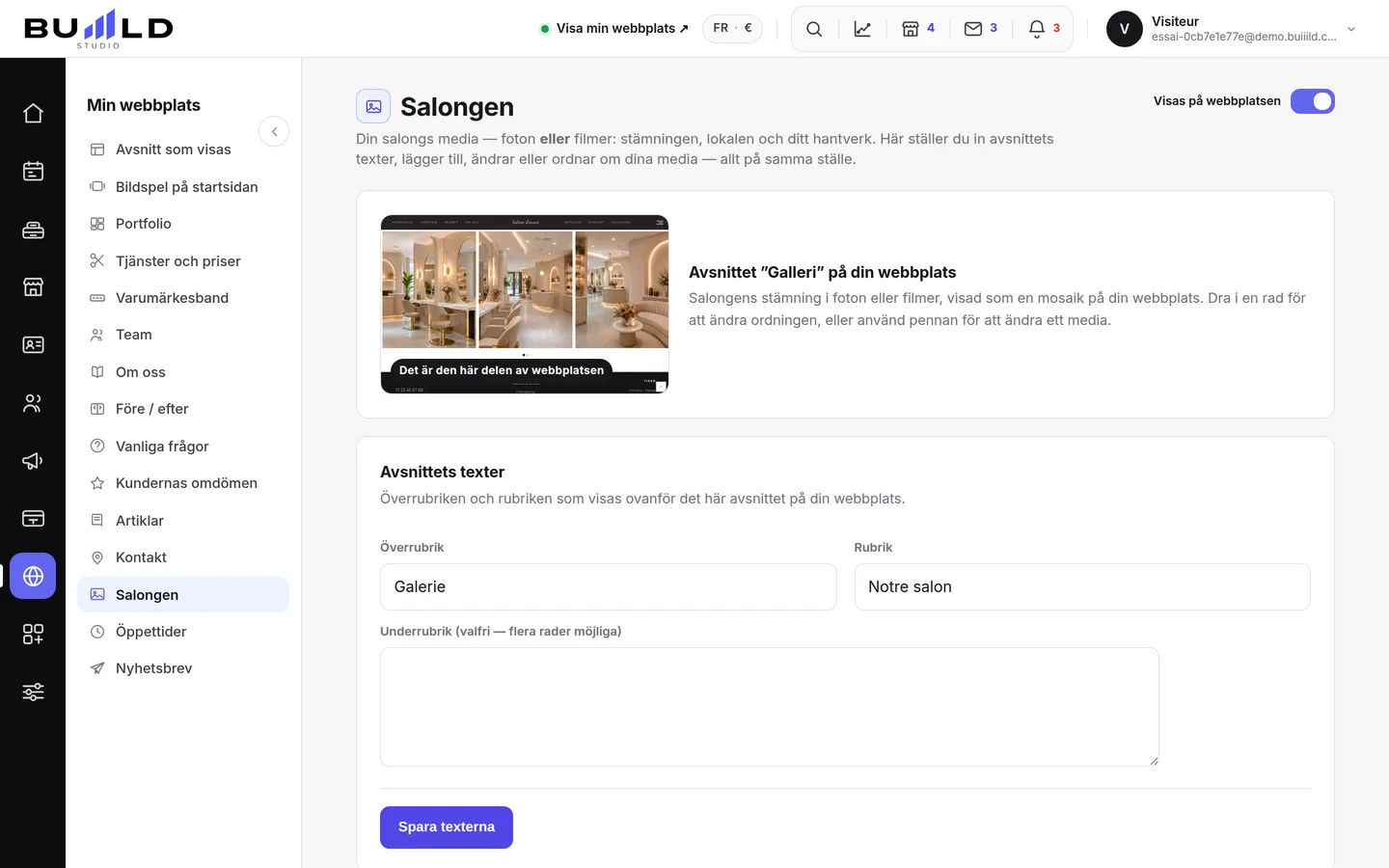 Salongens webbplats | Buiiild.com