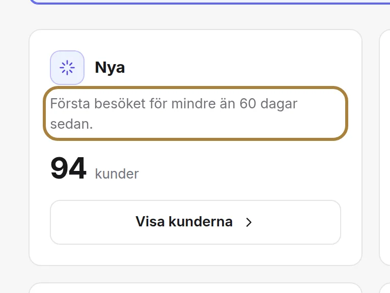Varje grupp visar sin regel och dagens antal.