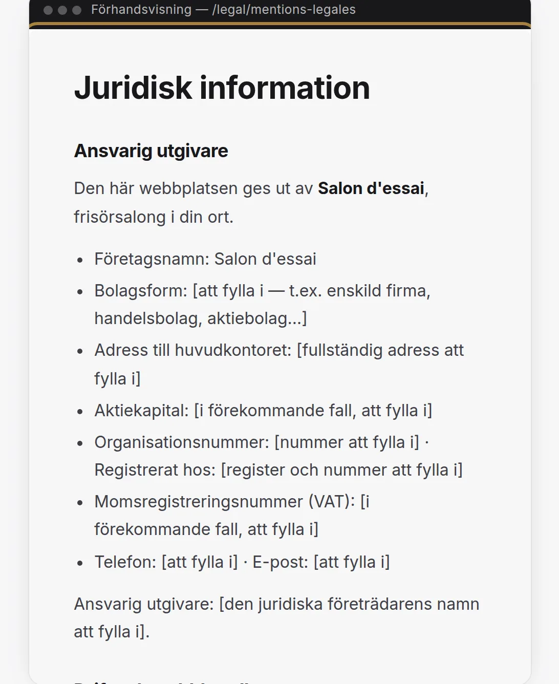 Dokumentet, direkt redigerbart.