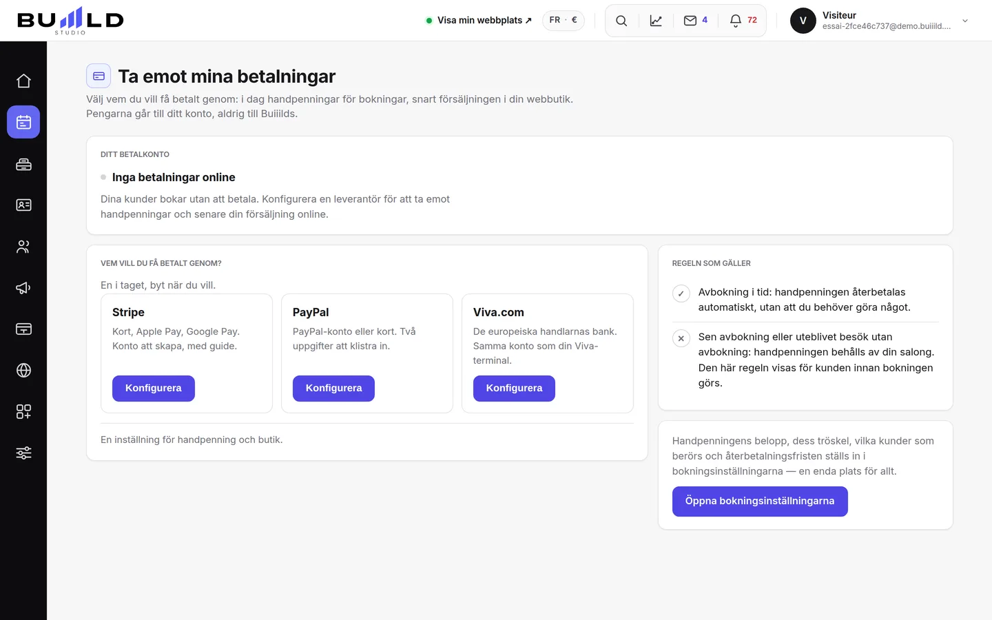 Betalningen online.