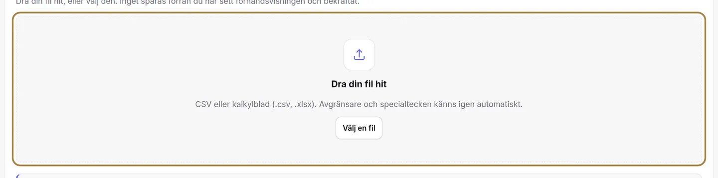 Importera en katalog: din fil, precis som den är.
