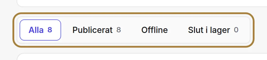 Online, offline, slut i lager: varje vy har sin räknare.