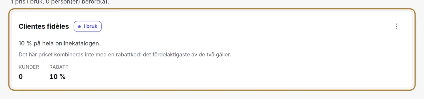 En grupp, en rabatt på hela katalogen.