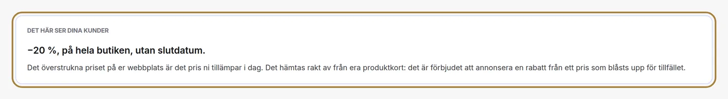 En aktion: förhandsvisningen visar vad dina kunder kommer att se.