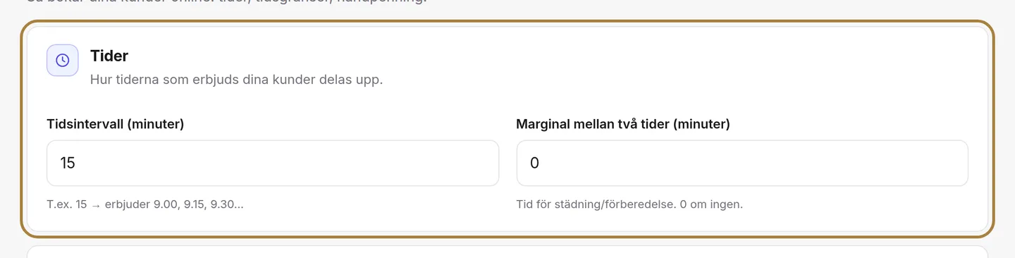 Tiderna: intervallet och marginalen.