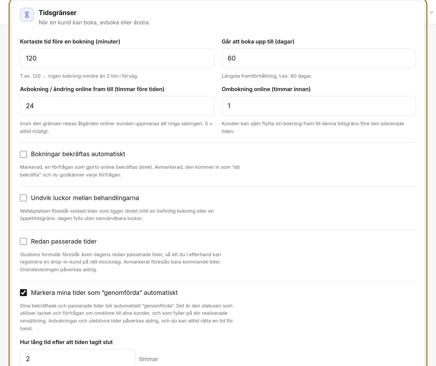 Tidsfristerna: varseltid, horisont, avbokning online.