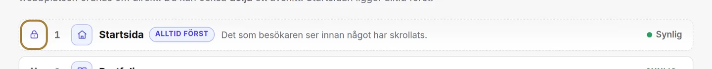 Ta tag i handtaget och dra för att ändra ordningen.